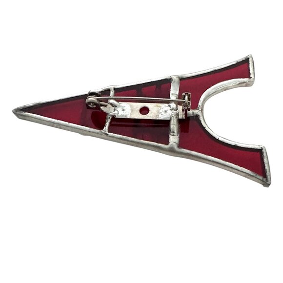Stained Glass Brooch Costume Jewelry Red Eiffel Tower Paris Artisan Made 1 - Picture 3 of 5